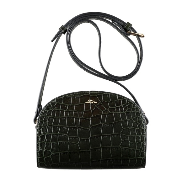 A.P.C. Handbags - APC Black Croc Mini Demi-Lune Bag